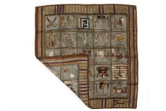 Fendi Vintage Taupe Tools Silk Scarf