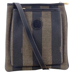 Fendi Vintage Tobacco and Black Striped Pequin Canvas Handbag