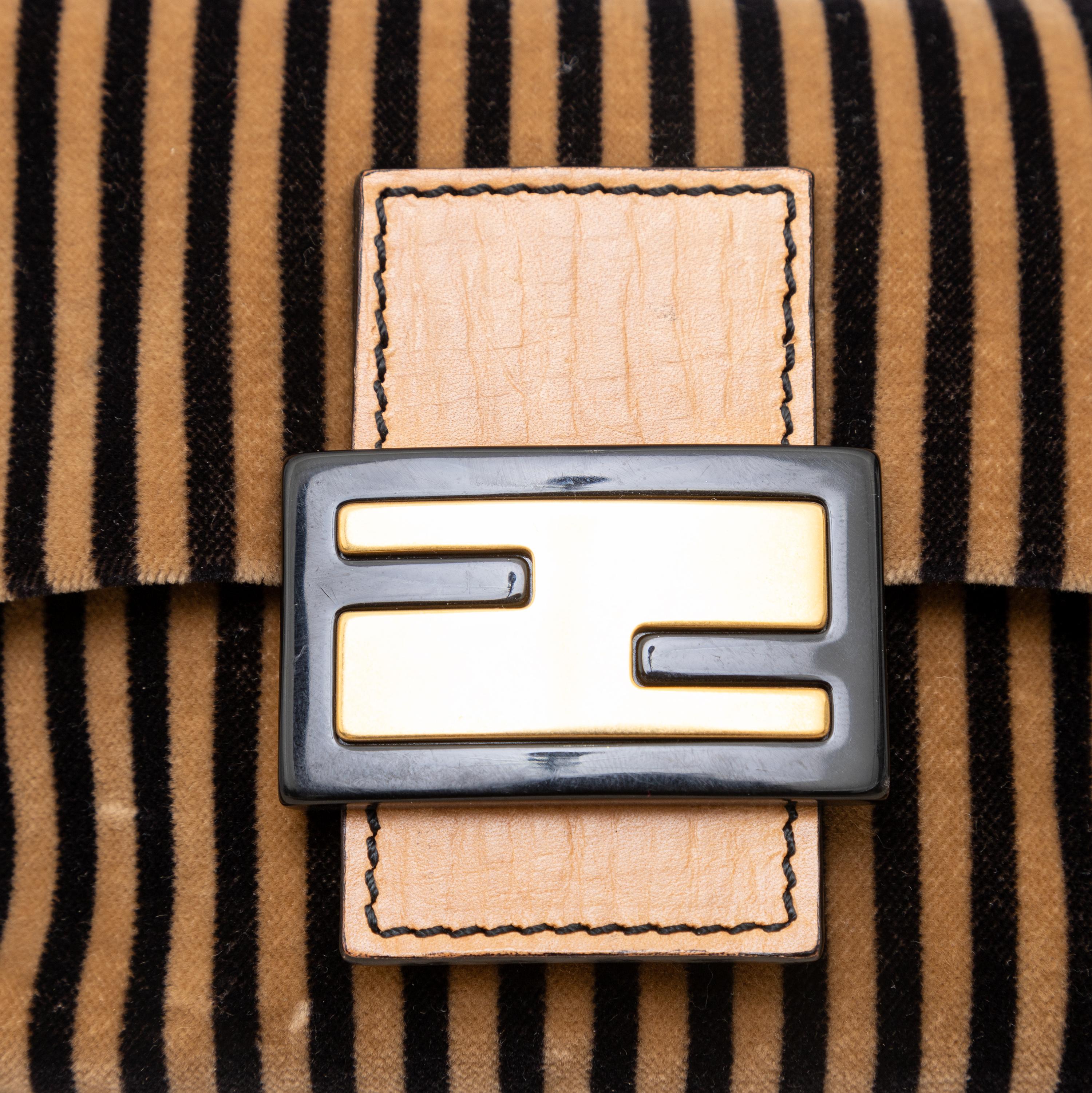 Brown Fendi Vintage Velvet Baguette - '00s