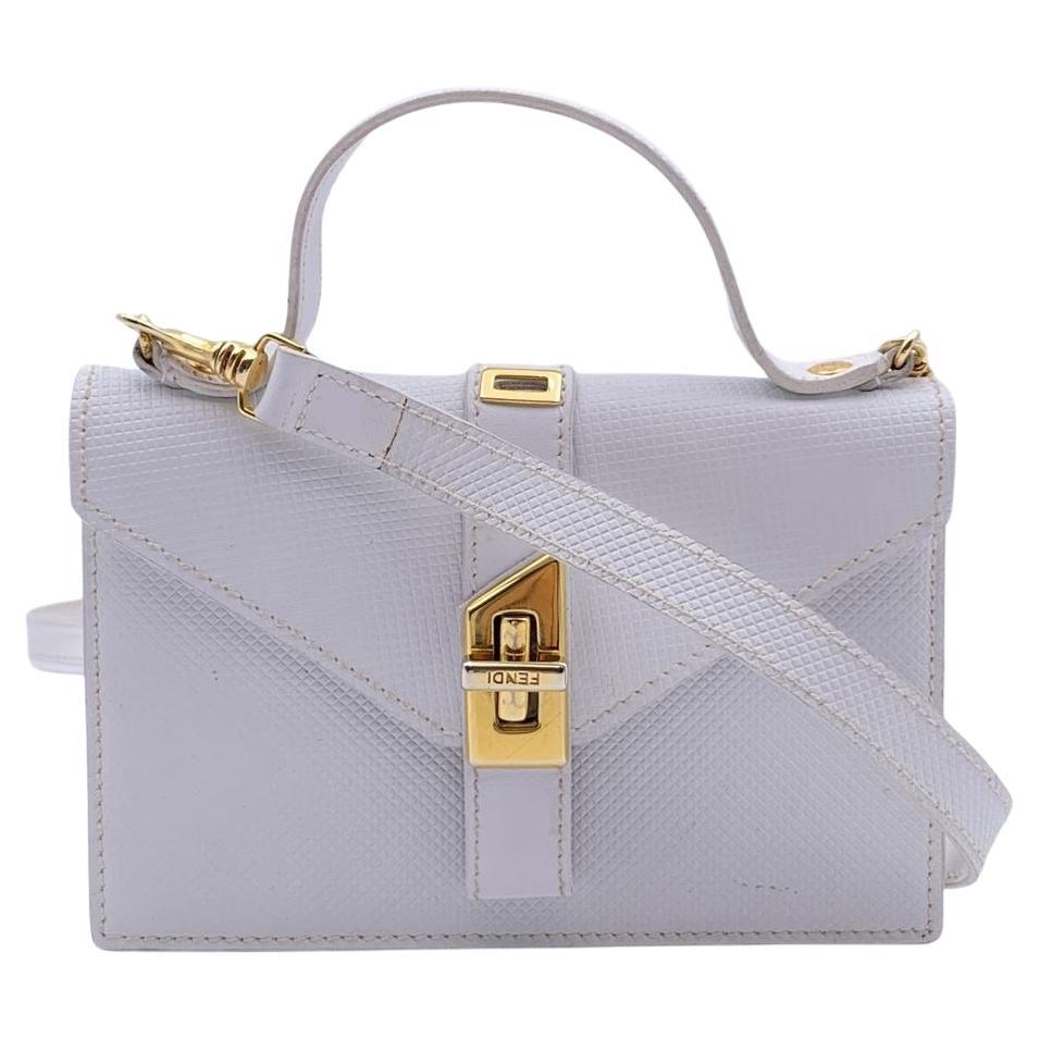 Fendi Vintage White Leather Textured Convertible 3 in 1 Mini Handbag For Sale