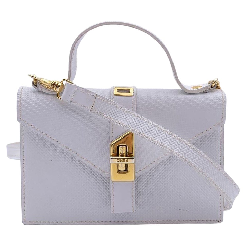 Borsa Fendi Vintage in pelle bianca testurizzata convertibile Mini Handbag