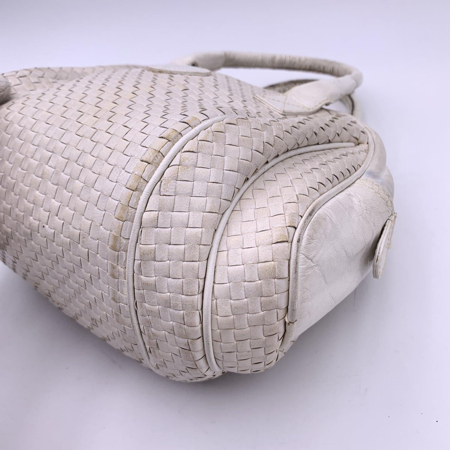 Fendi Vintage White Woven Leather Handbag Bag Satchel 2