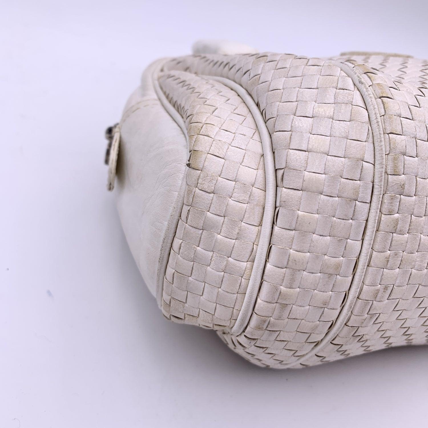 Fendi Vintage White Woven Leather Handbag Bag Satchel 3