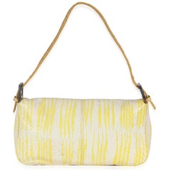 Fendi Vintage White Yellow Python Baguette Bag