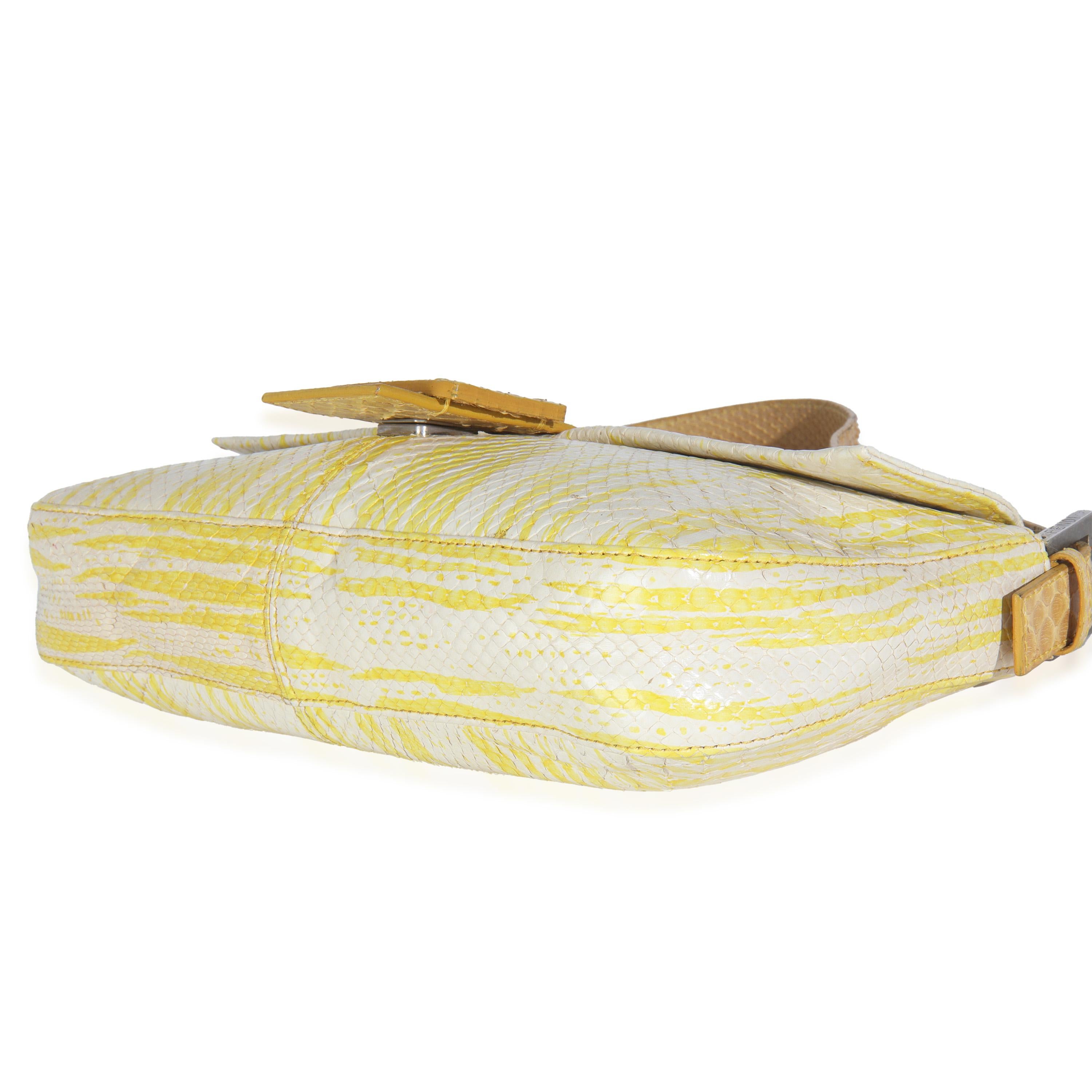 Sac Baguette Vintage en python blanc jaune de Fendi Pour femmes en vente