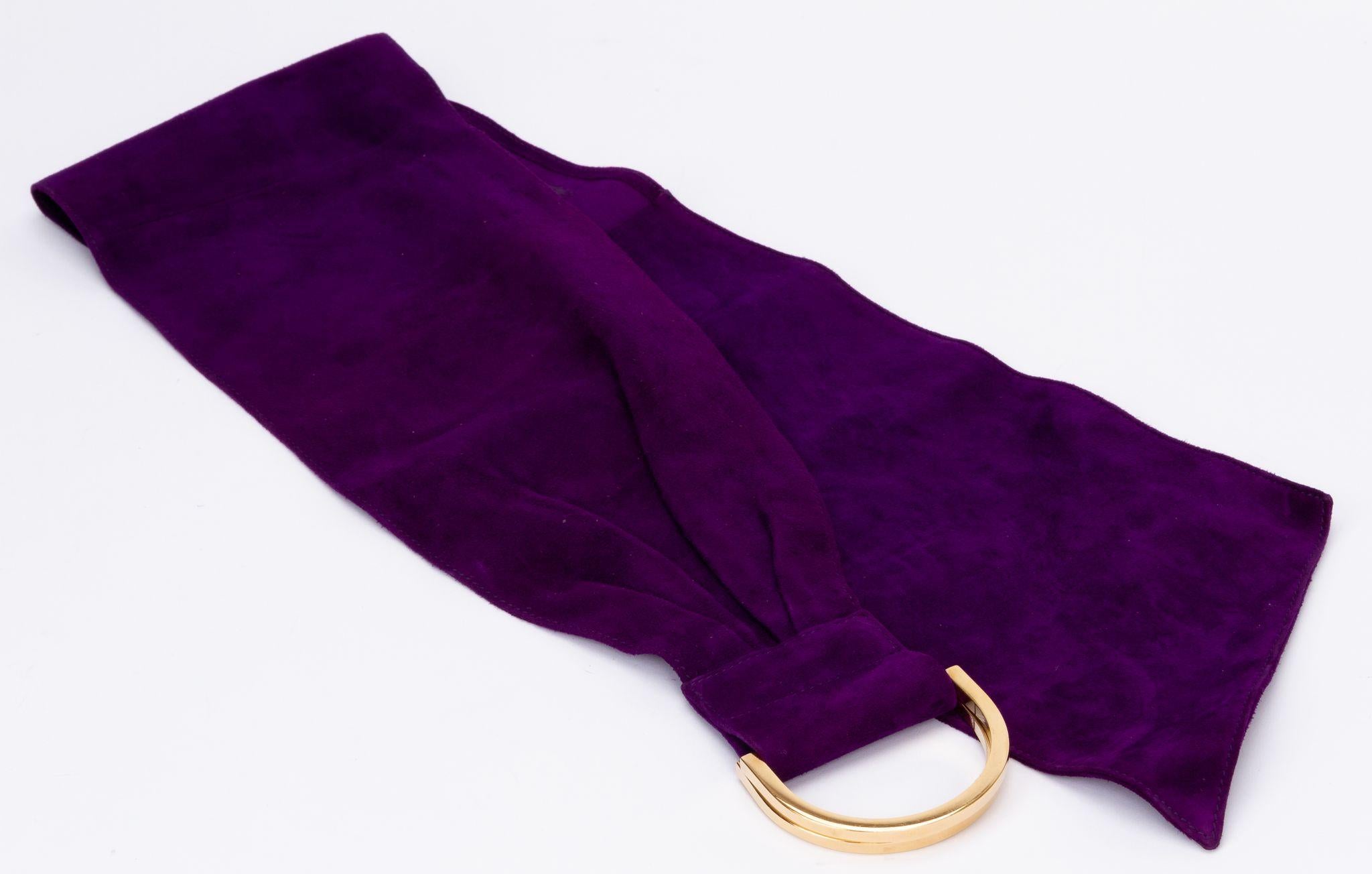 Fendi purple belt. The piece is made out of suede and has width of 5.75