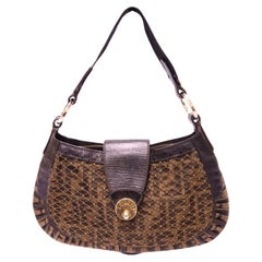 Fendi Vintage Woven Leather & Canvas Shoulder Bag Fendi Vintage Woven Leather & Canvas Shoulder Bag