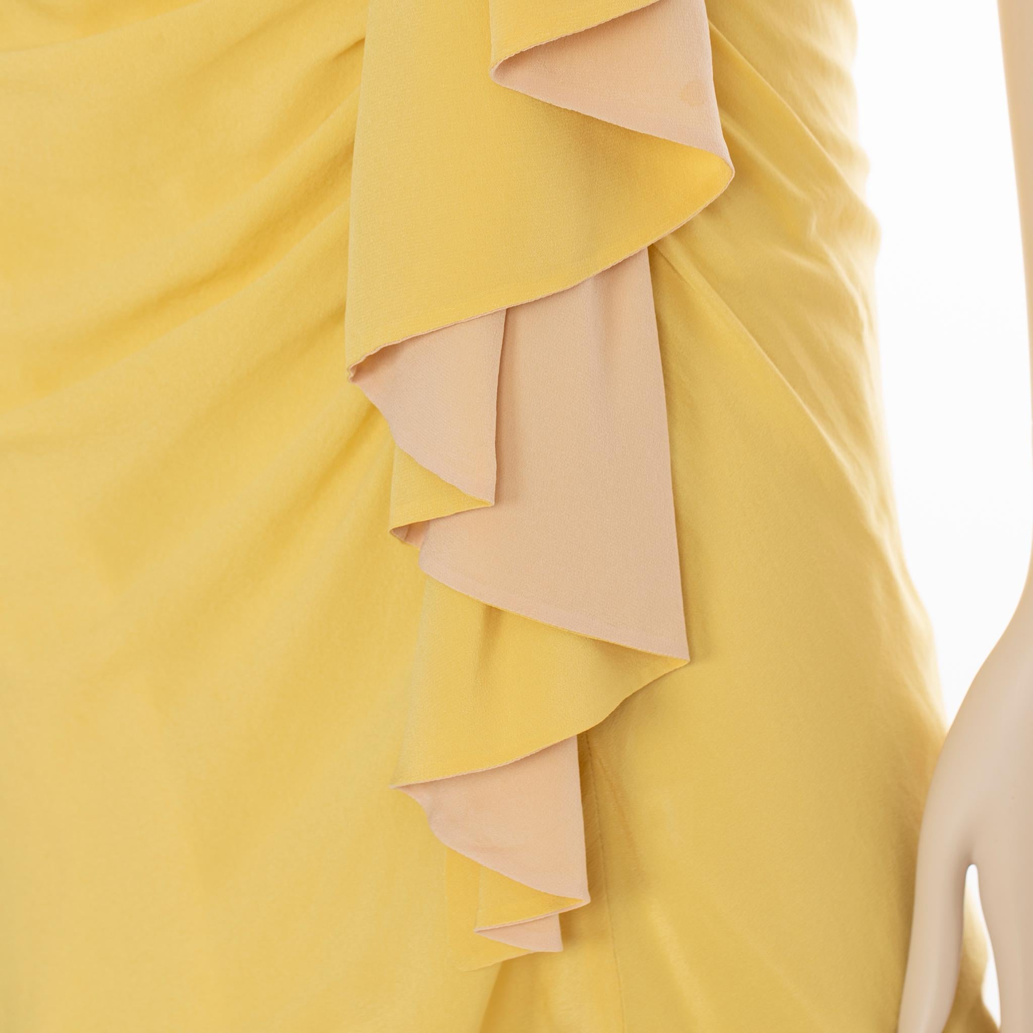 Fendi Vintage Yellow & Nude Dress 38 IT For Sale 6