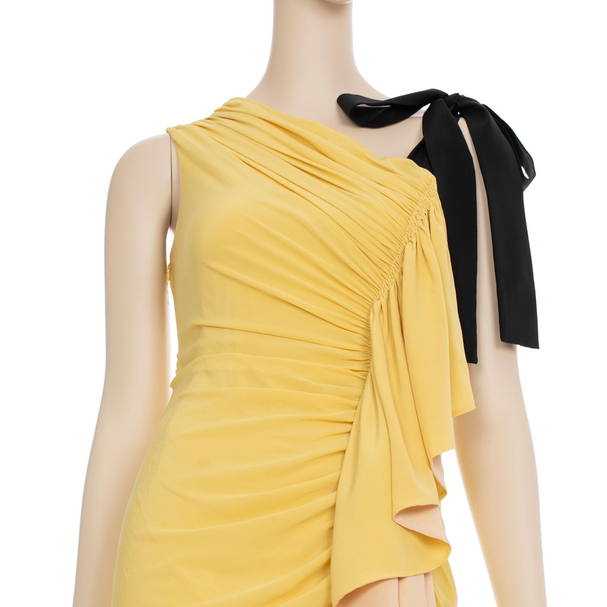 Fendi Vintage Yellow & Nude Dress 38 IT In Good Condition For Sale In DOUBLE BAY, NSW