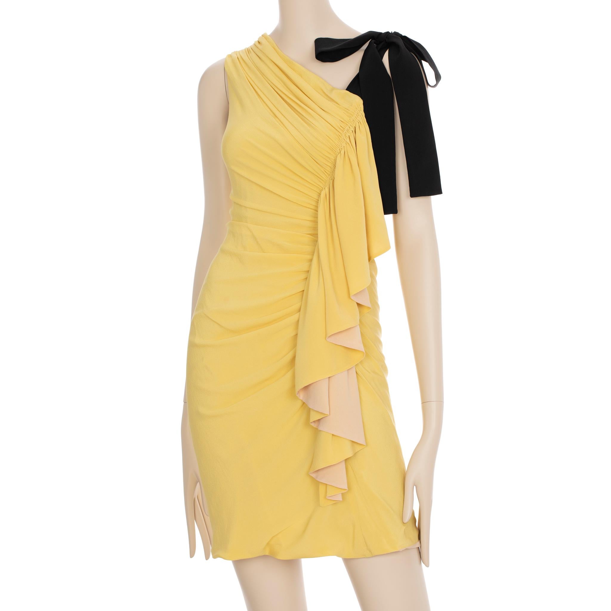 Fendi - Robe vintage jaune et chair, taille IT 38 en vente 2
