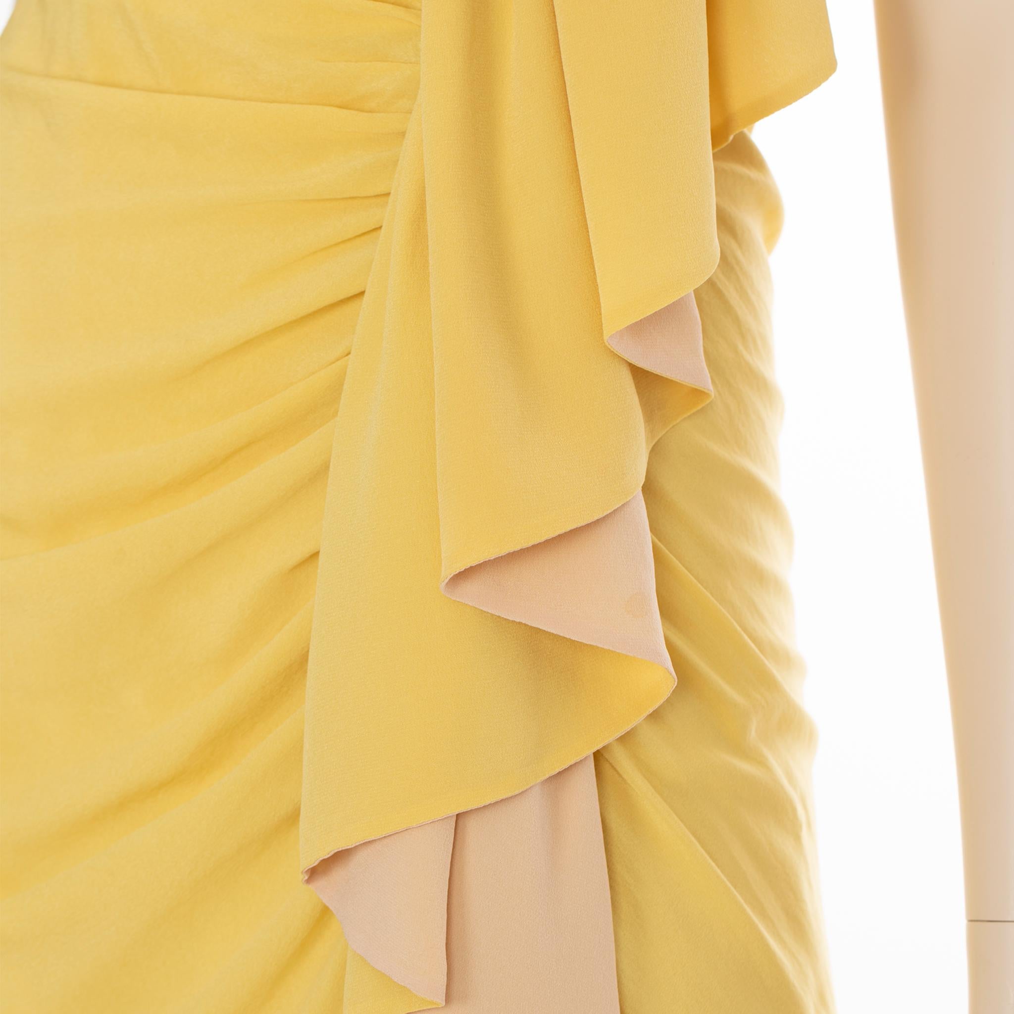 Fendi Vintage Yellow & Nude Dress 38 IT For Sale 5
