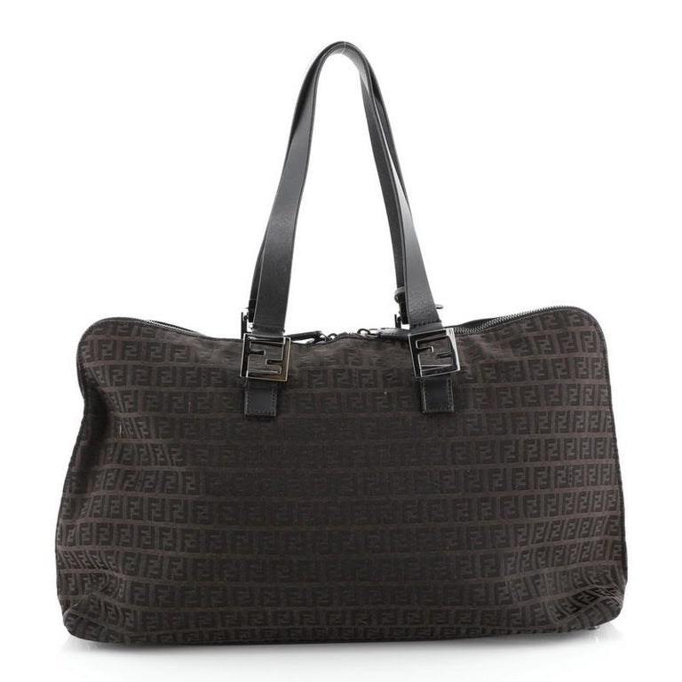 Fendi Vintage Zip Around Duffle Bag Zucca Canvas Large For Sale at 1stdibs