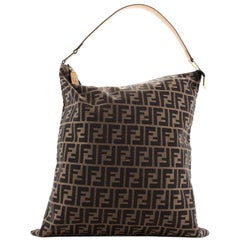 Fendi Vintage Zip Flat Hobo Zucca Canvas Large