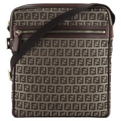 Fendi Vintage Zip Messenger Bag Zucchino Canvas Medium