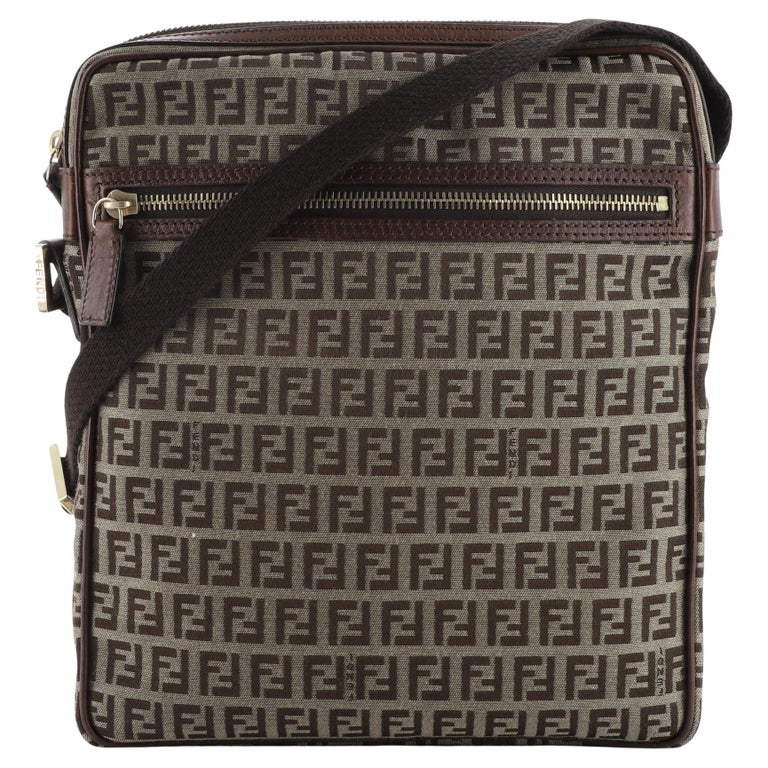 Fendi Vintage Zip Messenger Bag Zucchino Canvas Medium at 1stDibs