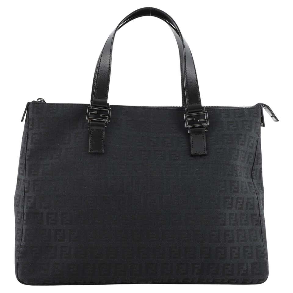 Fendi Zip Top Tote Zucca Canvas and Leather Tall For Sale at 1stDibs