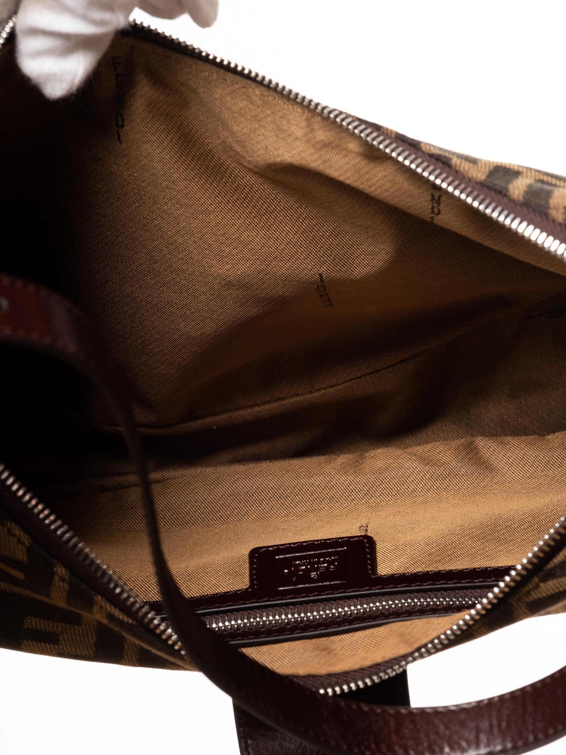 Black Fendi Vintage Zucca Baguette Croissant Bag