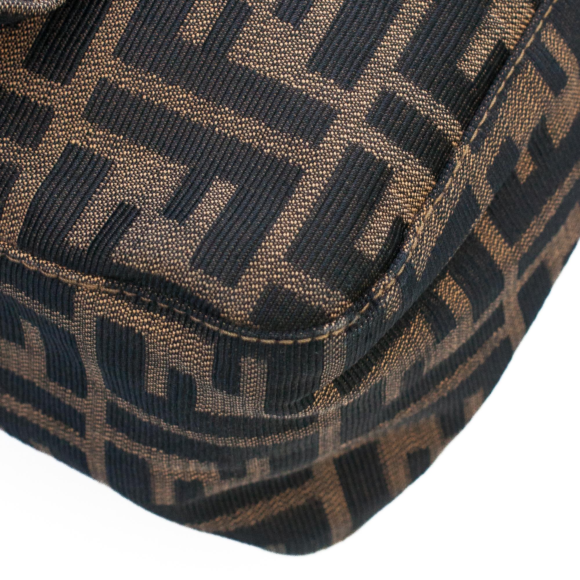 Fendi Vintage Zucca Canvas and Calfskin Leather Mama Baguette Shoulder Bag 8