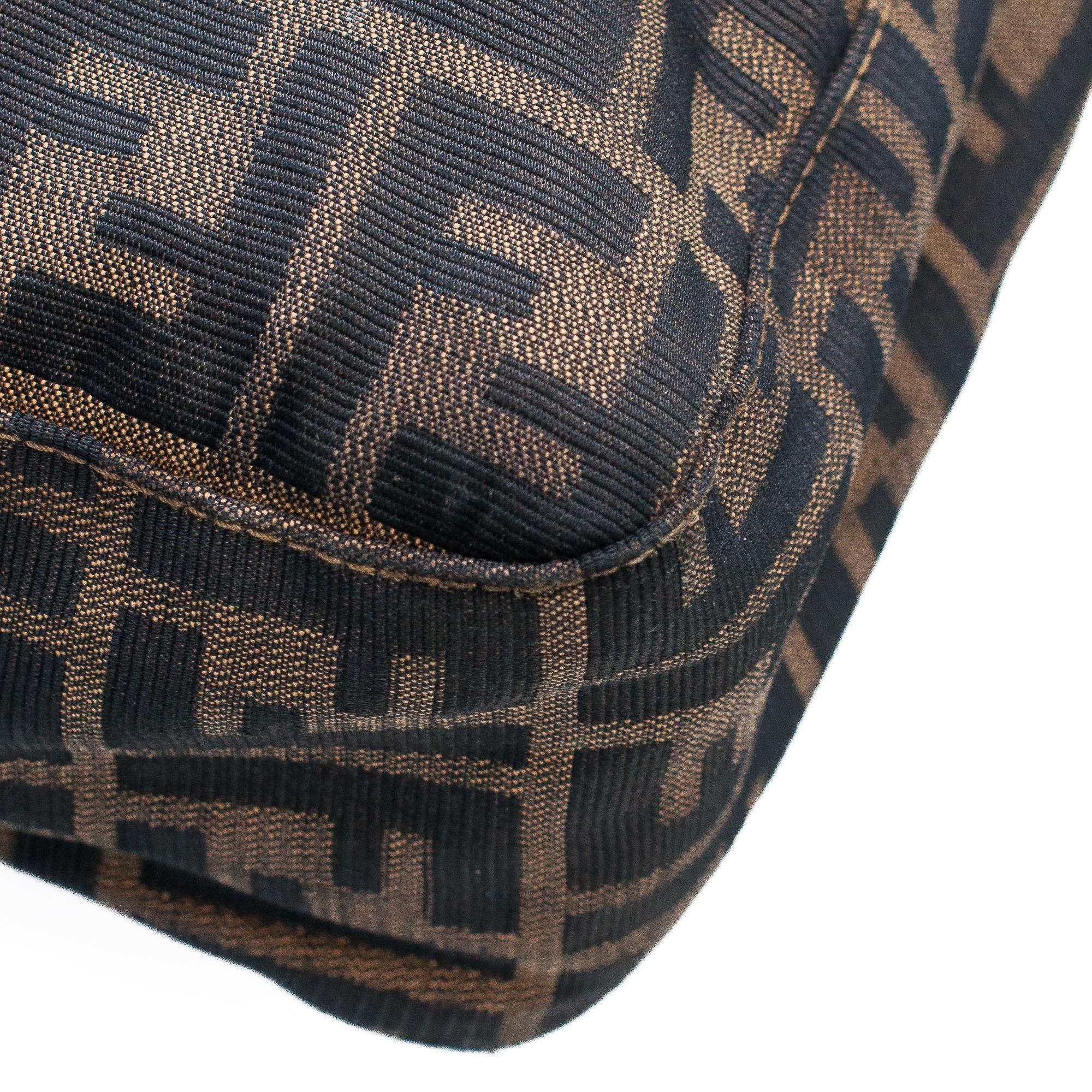 Fendi Vintage Zucca Canvas and Calfskin Leather Mama Baguette Shoulder Bag 9