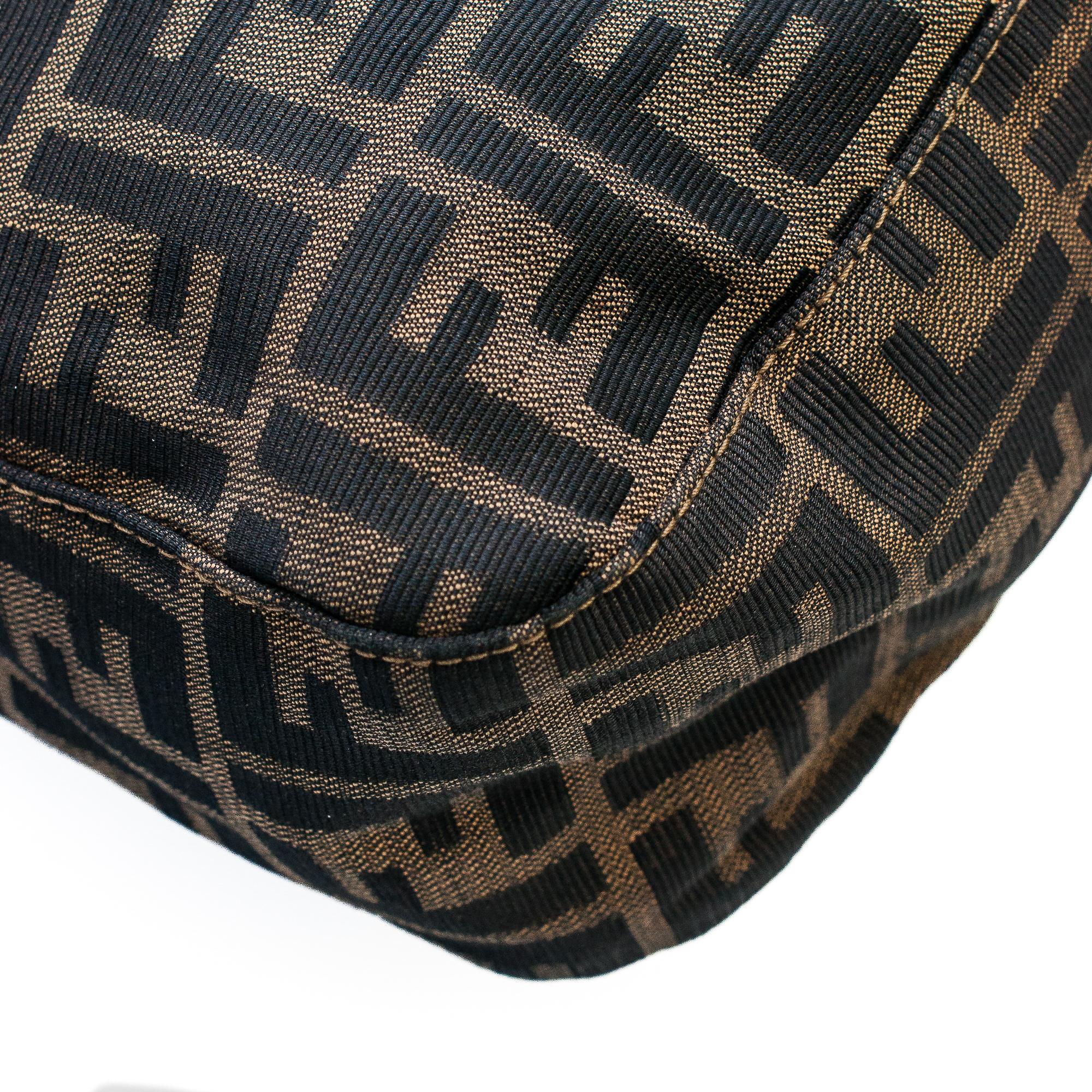 Fendi Vintage Zucca Canvas and Calfskin Leather Mama Baguette Shoulder Bag 10
