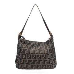 Fendi Vintage Zucca Canvas and Calfskin Leather Mama Baguette Shoulder Bag