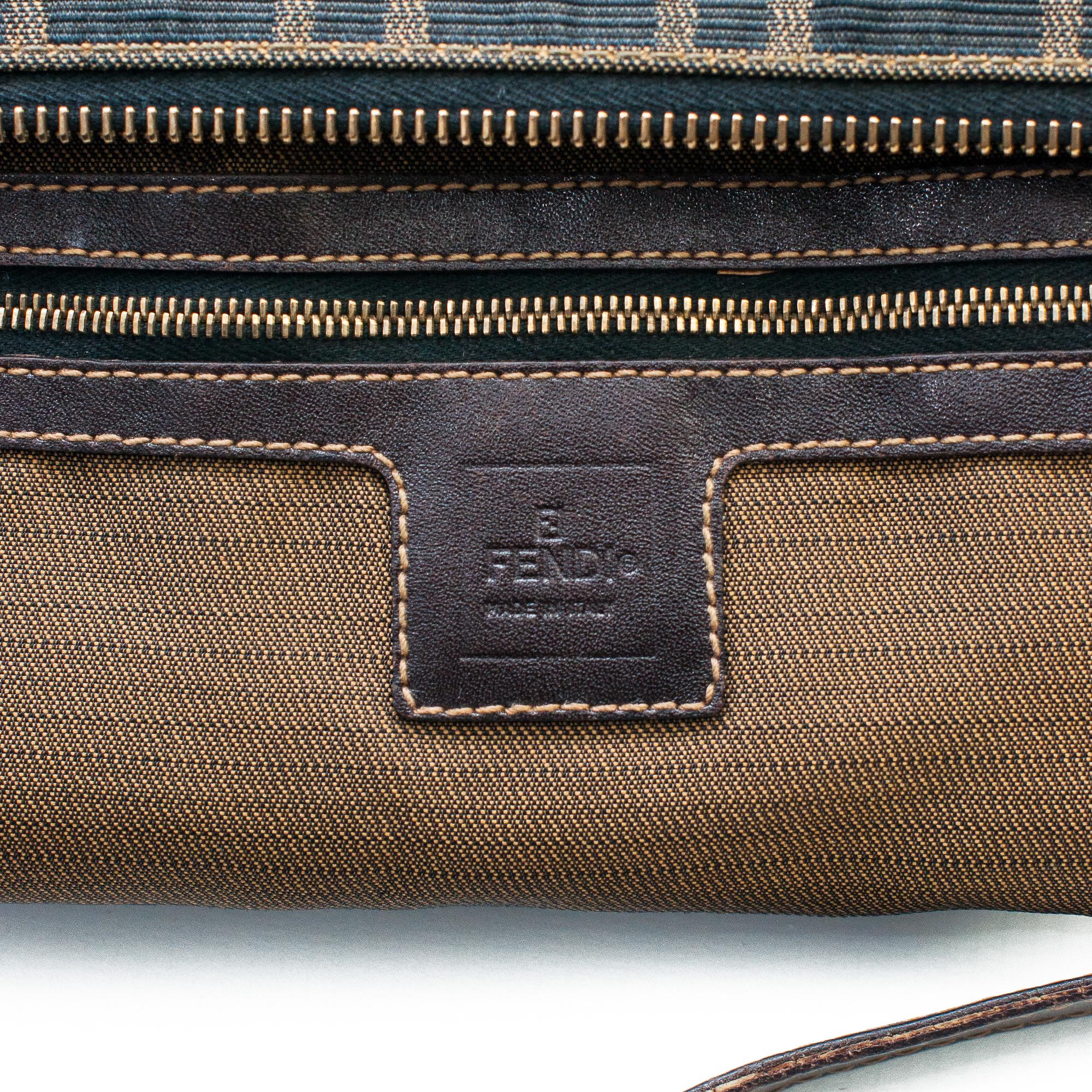 Fendi Vintage Zucca Canvas and Calfskin Leather Mama Baguette Shoulder Bag 4