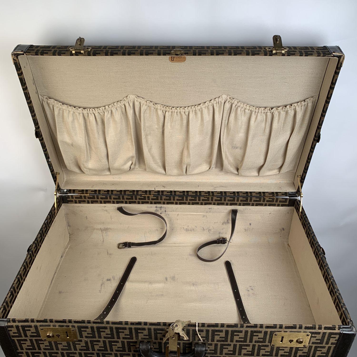 Fendi Vintage Zucca Canvas Hard Sided Suitcase Travel Trunk 3