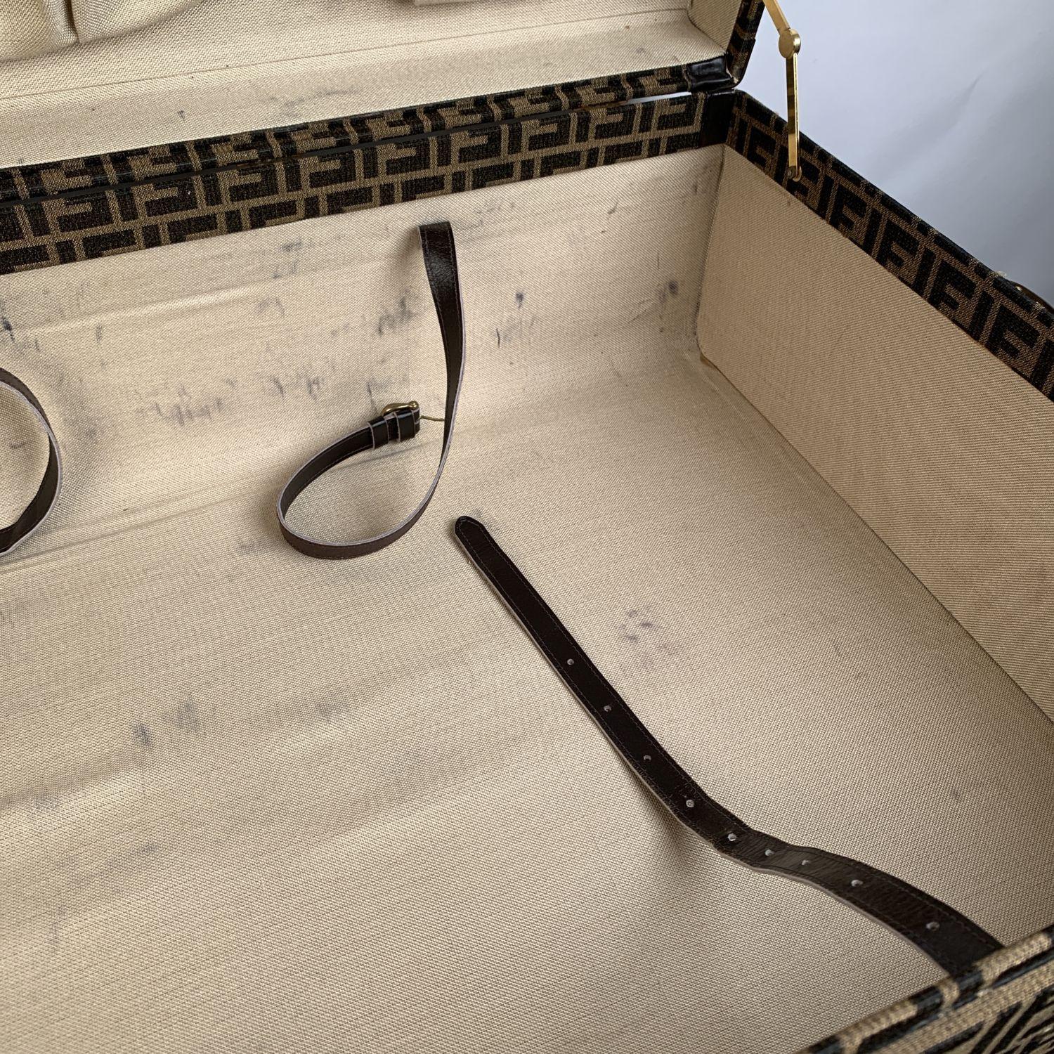 Fendi Vintage Zucca Canvas Hard Sided Suitcase Travel Trunk 8