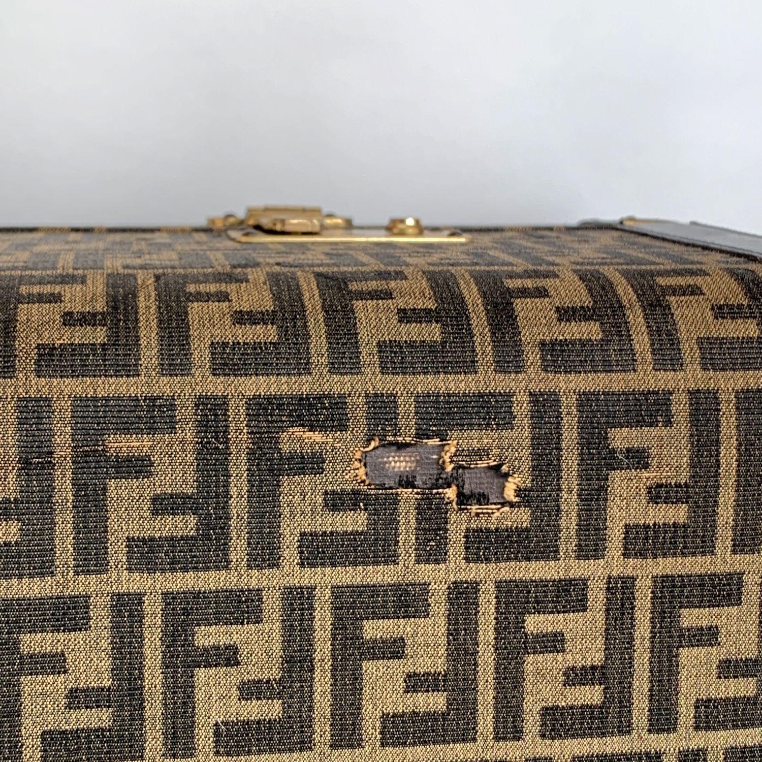 Fendi Vintage Zucca Canvas Hard Sided Suitcase Travel Trunk In Good Condition In Rome, Rome