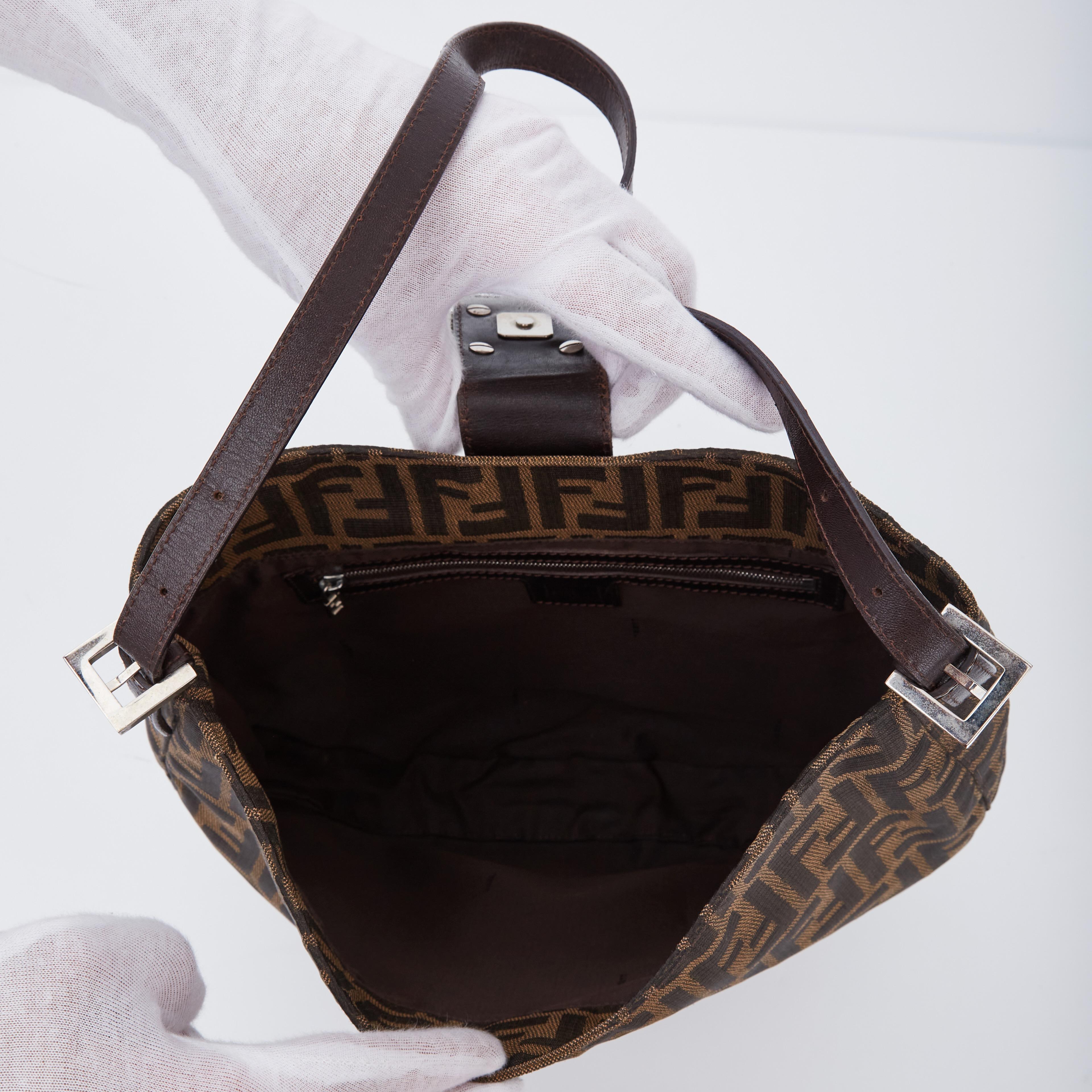 Fendi Vintage Zucca Croissant Hobo Bag In Good Condition In Montreal, Quebec