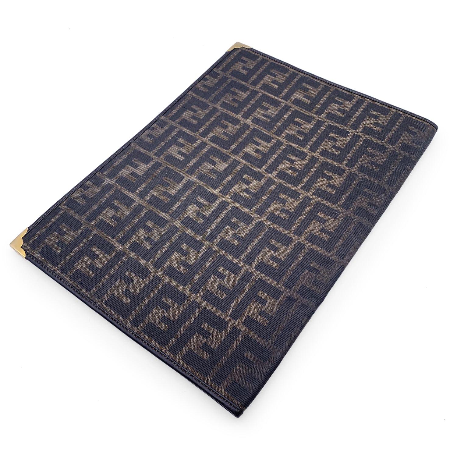 Fendi Vintage Zucca Monogram Canvas A4 Agenda Notebook Cover In Good Condition For Sale In Rome, Rome