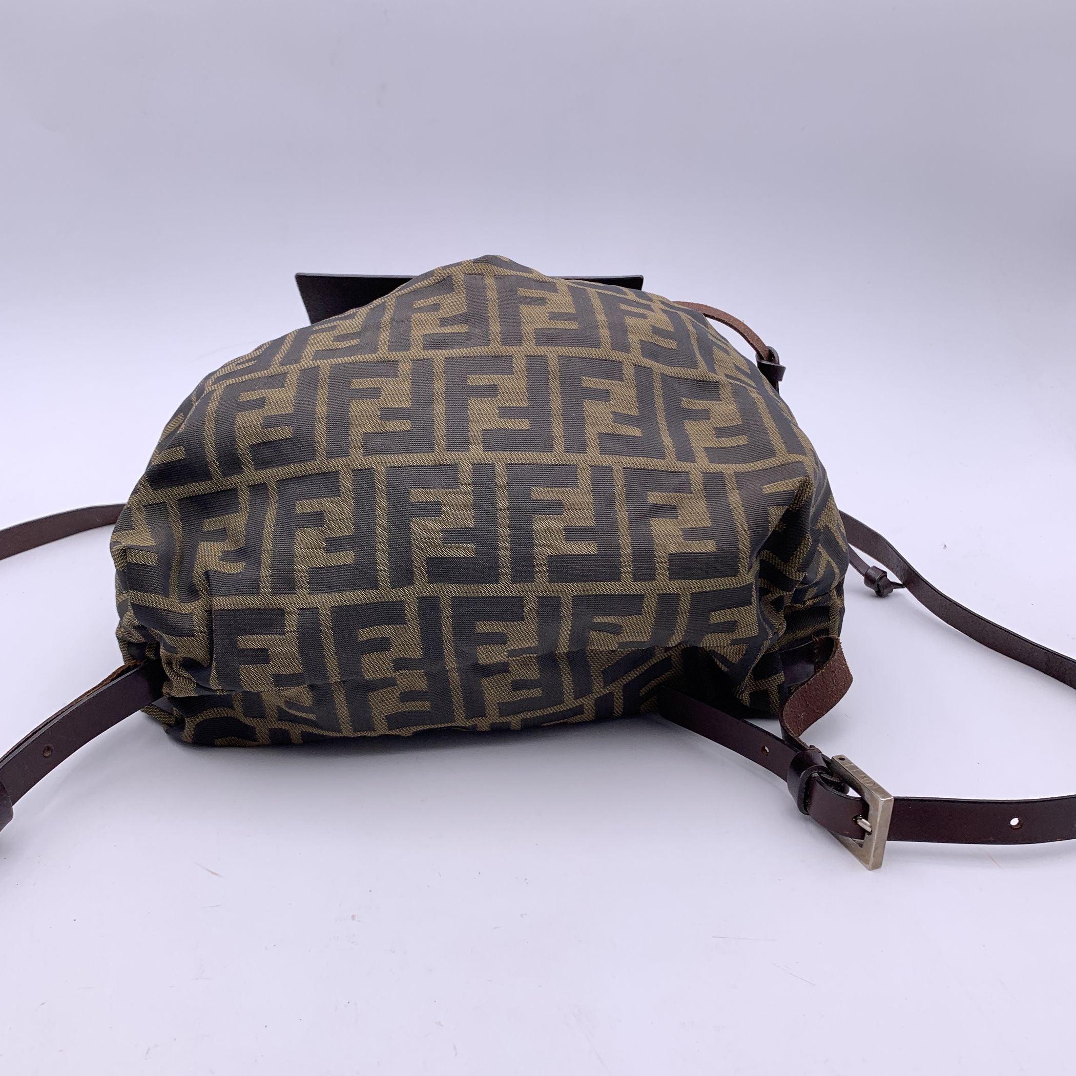 Women's or Men's Fendi Vintage Zucca Monogram Canvas Drawstring Backpack Bag