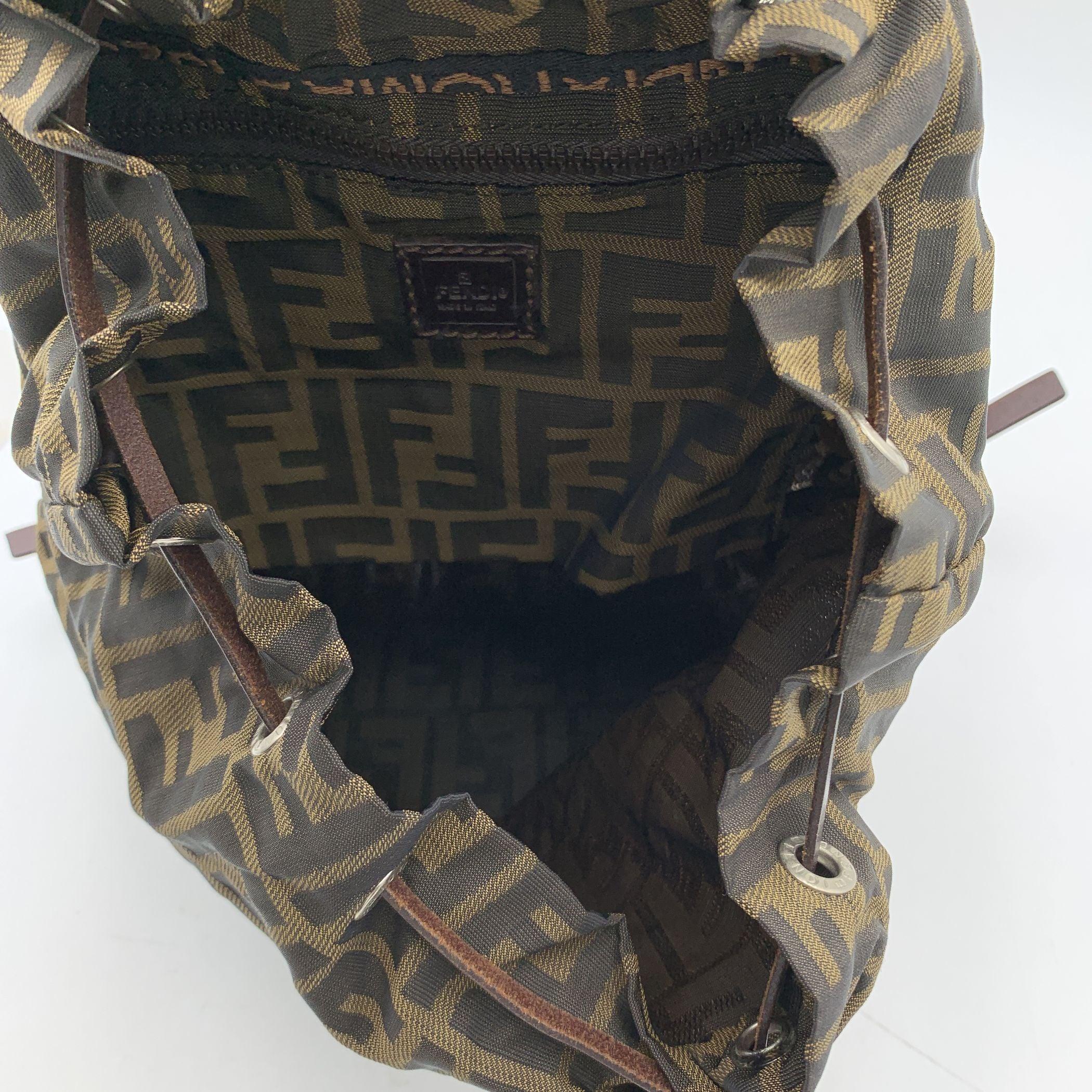 Fendi Vintage Zucca Monogram Canvas Drawstring Backpack Bag 1