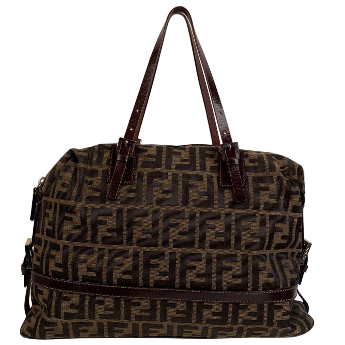 Fendi Vintage Zucca Monogram Canvas Duffle Shoulder Bag