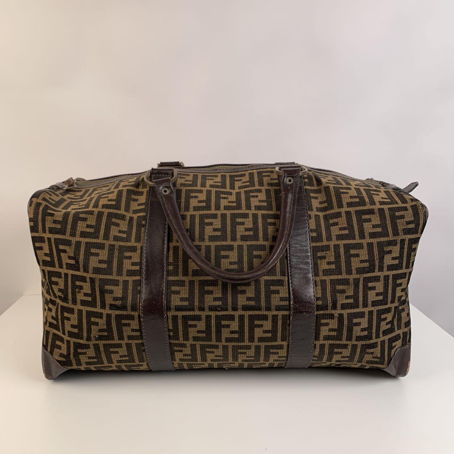 Fendi Vintage Zucca Monogram Canvas Duffle Weekend Bag In Good Condition In Rome, Rome