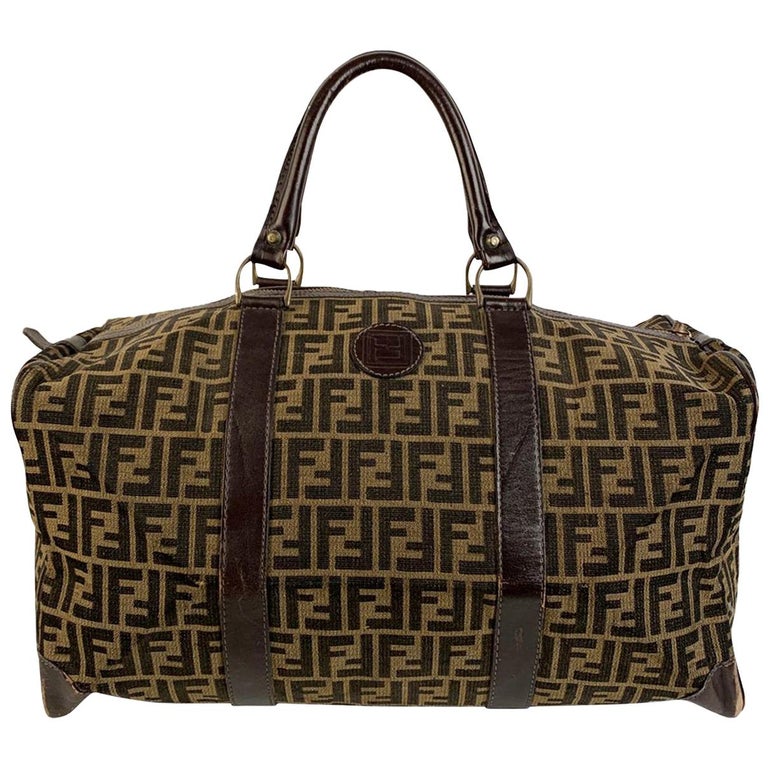 Fendi Vintage Zucca Monogram Canvas Duffle Weekend Bag For Sale at