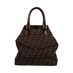 Fendi Vintage Zucca Monogram Canvas Tote Handbag