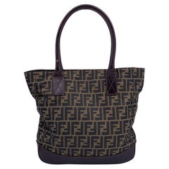 Fendi Vintage Zucca Monogram Canvas Tote Handbag Shoulder Bag