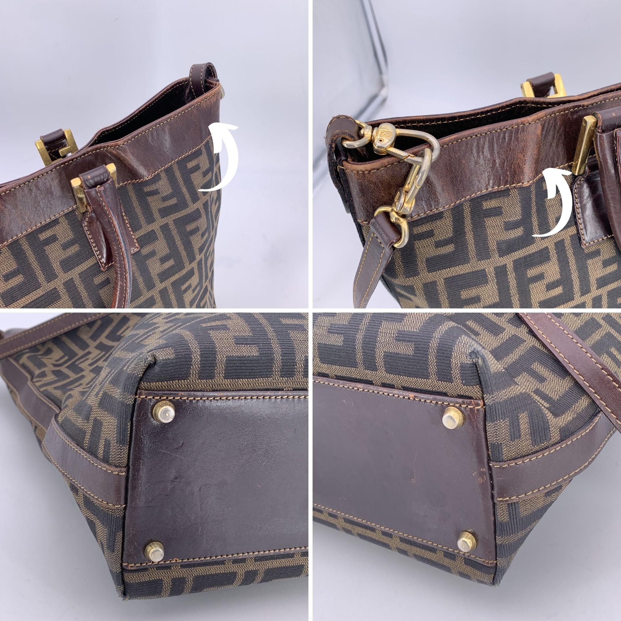 Fendi Vintage Zucca Monogram Canvas Tote Shoulder Bag with Strap For Sale 1
