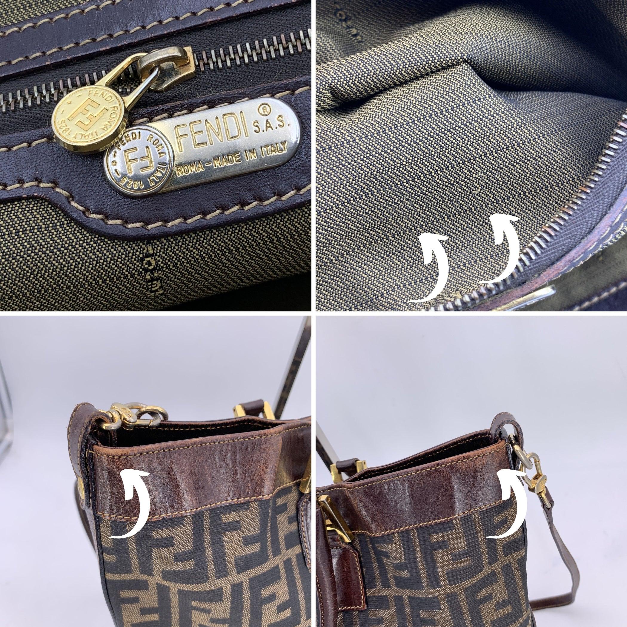 Fendi Vintage Zucca Monogram Canvas Tote Shoulder Bag with Strap For Sale 2