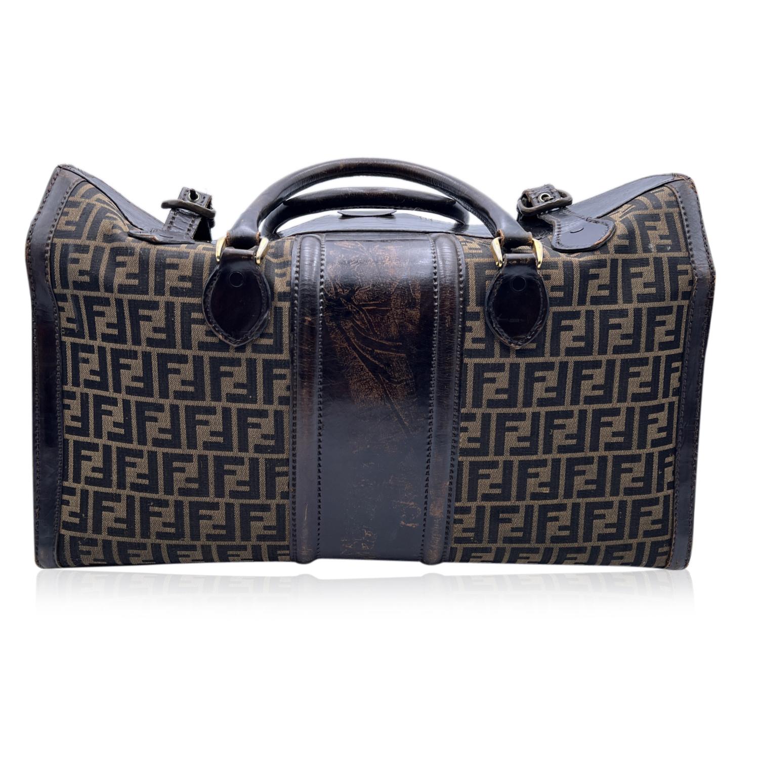 Black Fendi Vintage Zucca Monogram Canvas Travel Bag Luggage