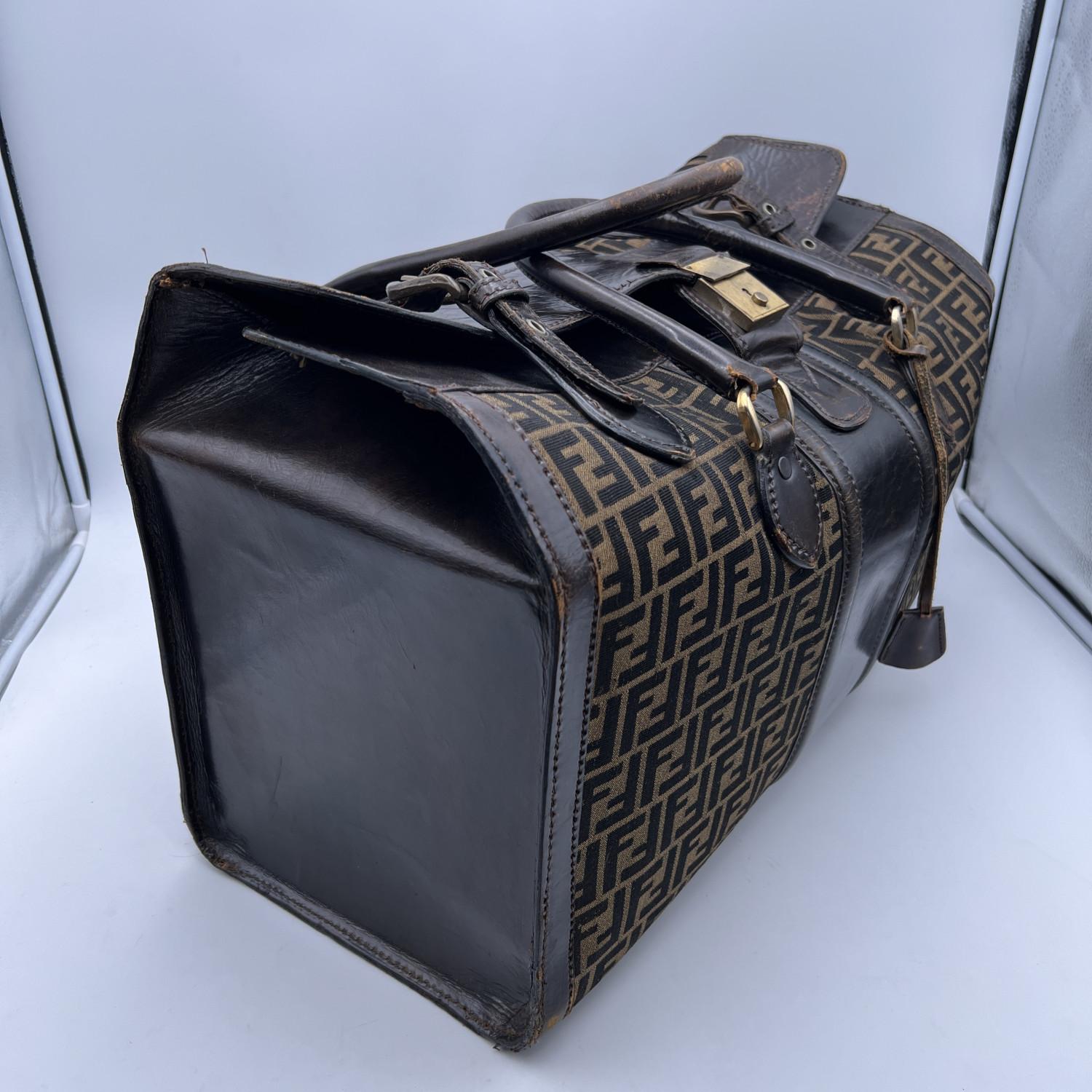 Fendi Vintage Zucca Monogram Canvas Travel Bag Luggage In Good Condition In Rome, Rome