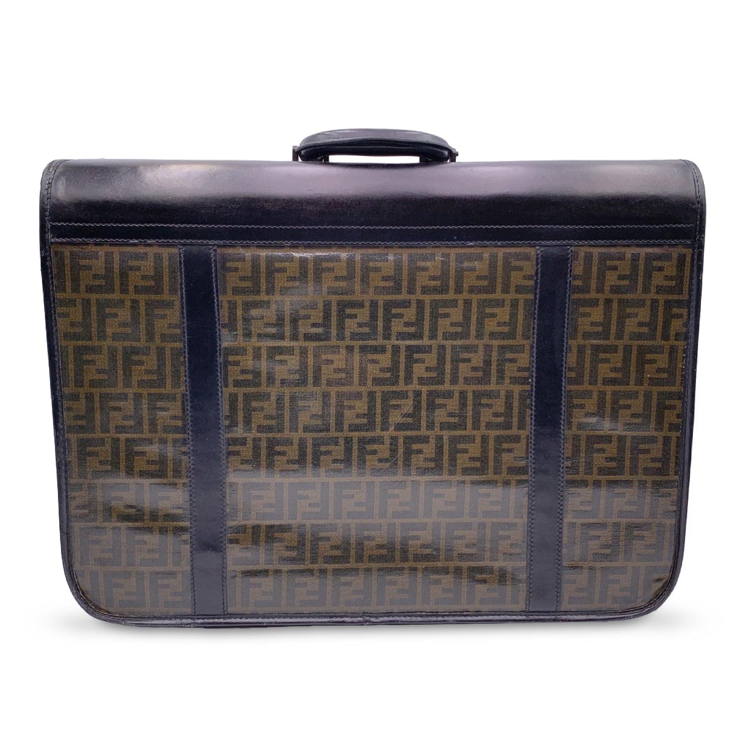 Black Fendi Vintage Zucca Monogram Vinyl Canvas Travel Bag Suitcase For Sale