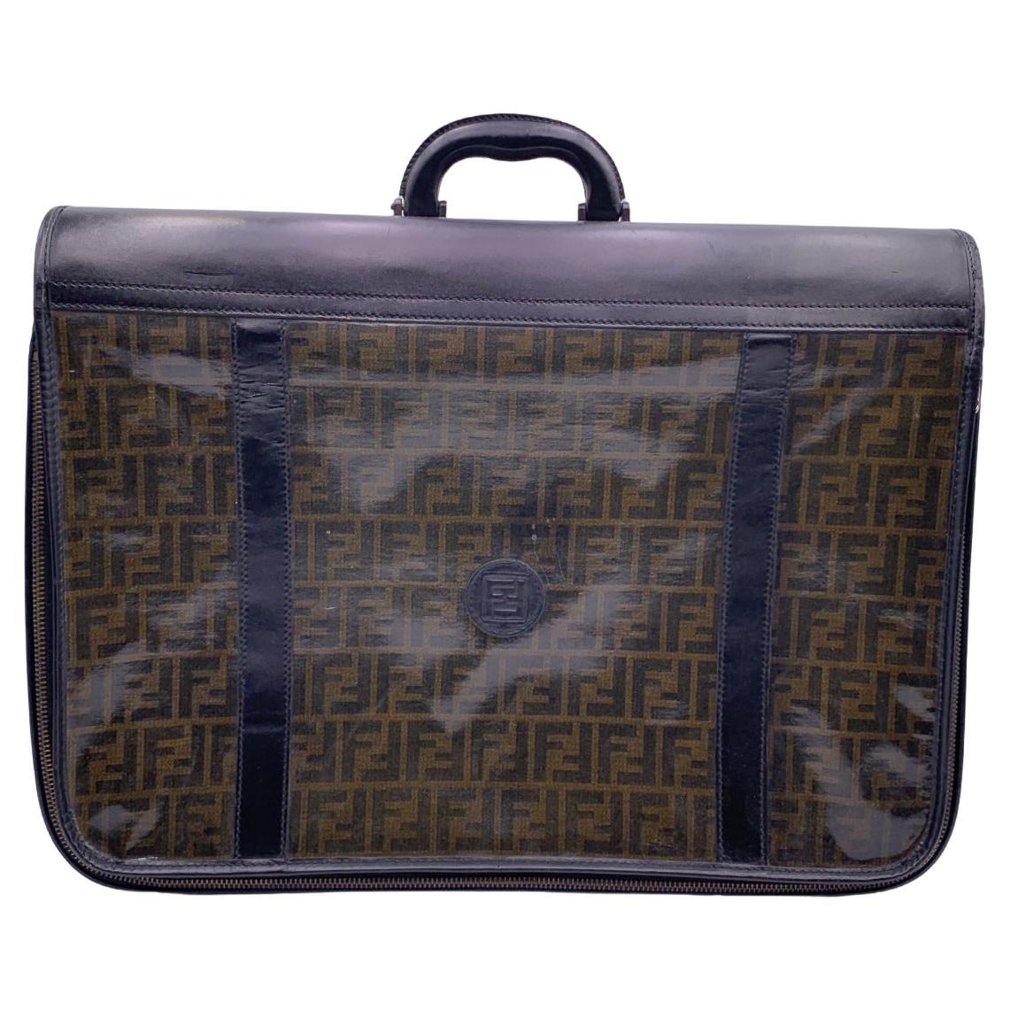 Fendi Vintage Zucca Monogram Vinyl Canvas Travel Bag Suitcase For Sale