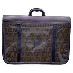 Fendi Used Zucca Monogram Vinyl Canvas Travel Bag Suitcase