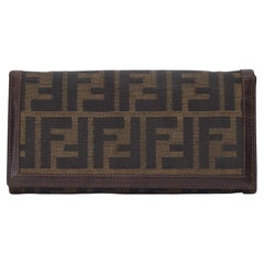 Fendi Used Zucca Print Brown Flap Wallet