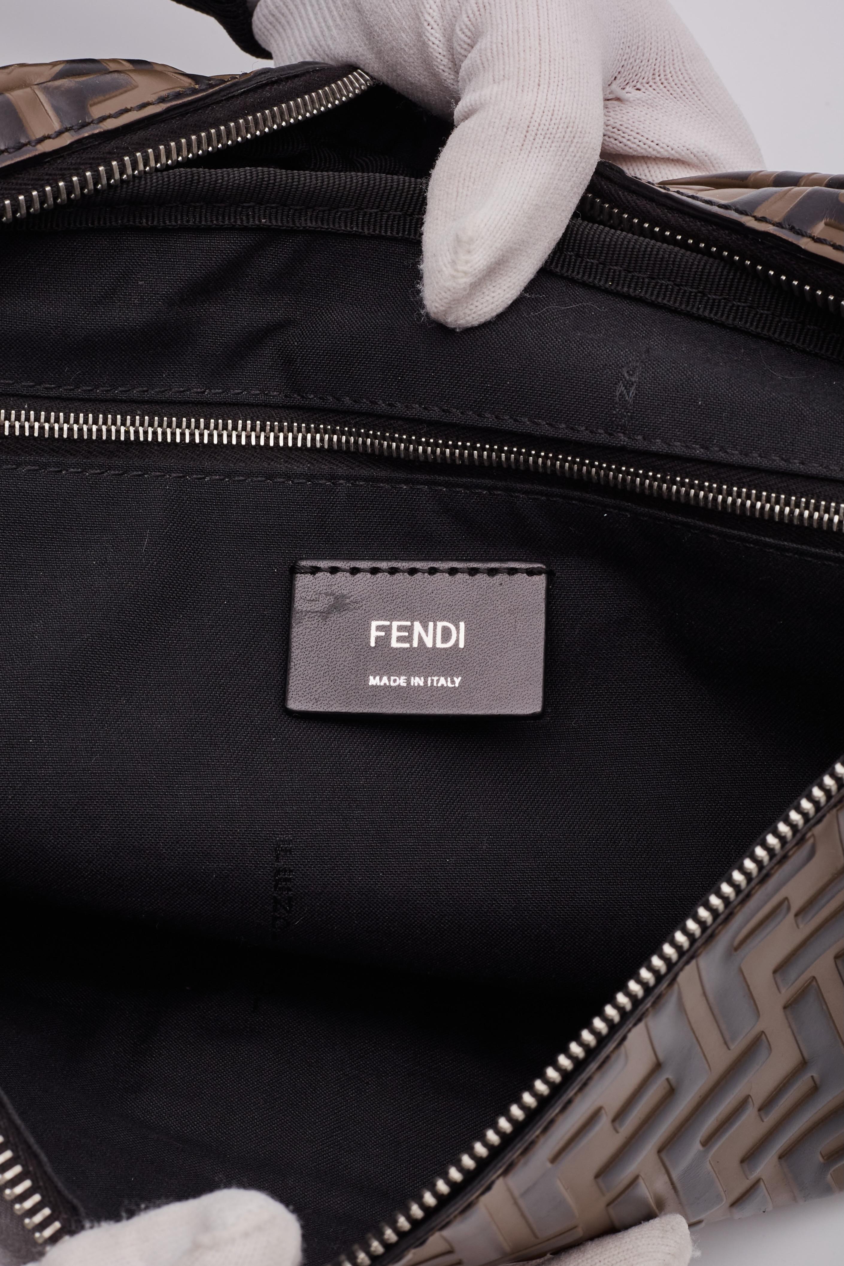 Fendi Vitello Brown FF 1974 Embossed Belt Bag For Sale 3