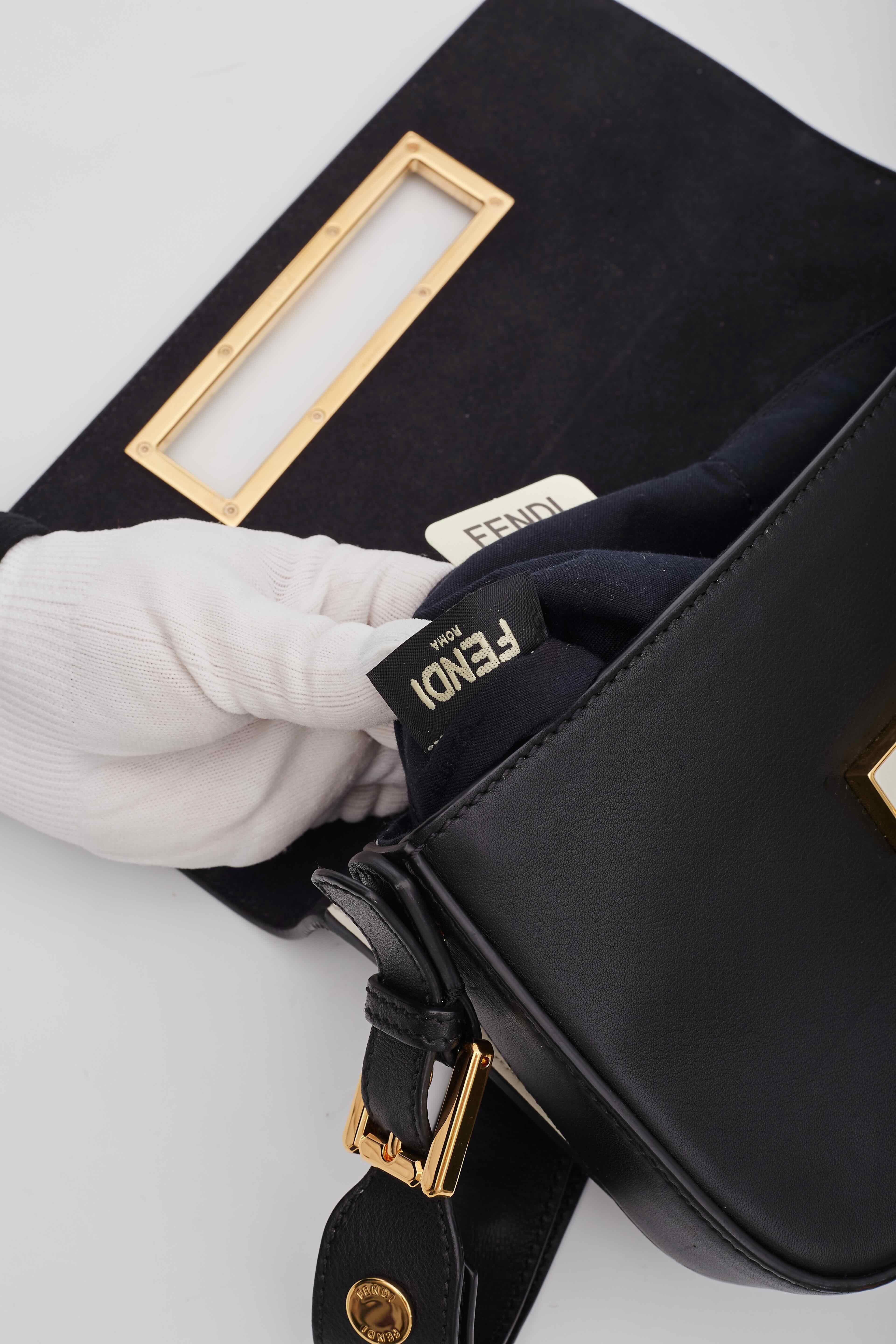 Fendi Vitello Dolce Bi-color 3baguette Shoulder Bag Black 6