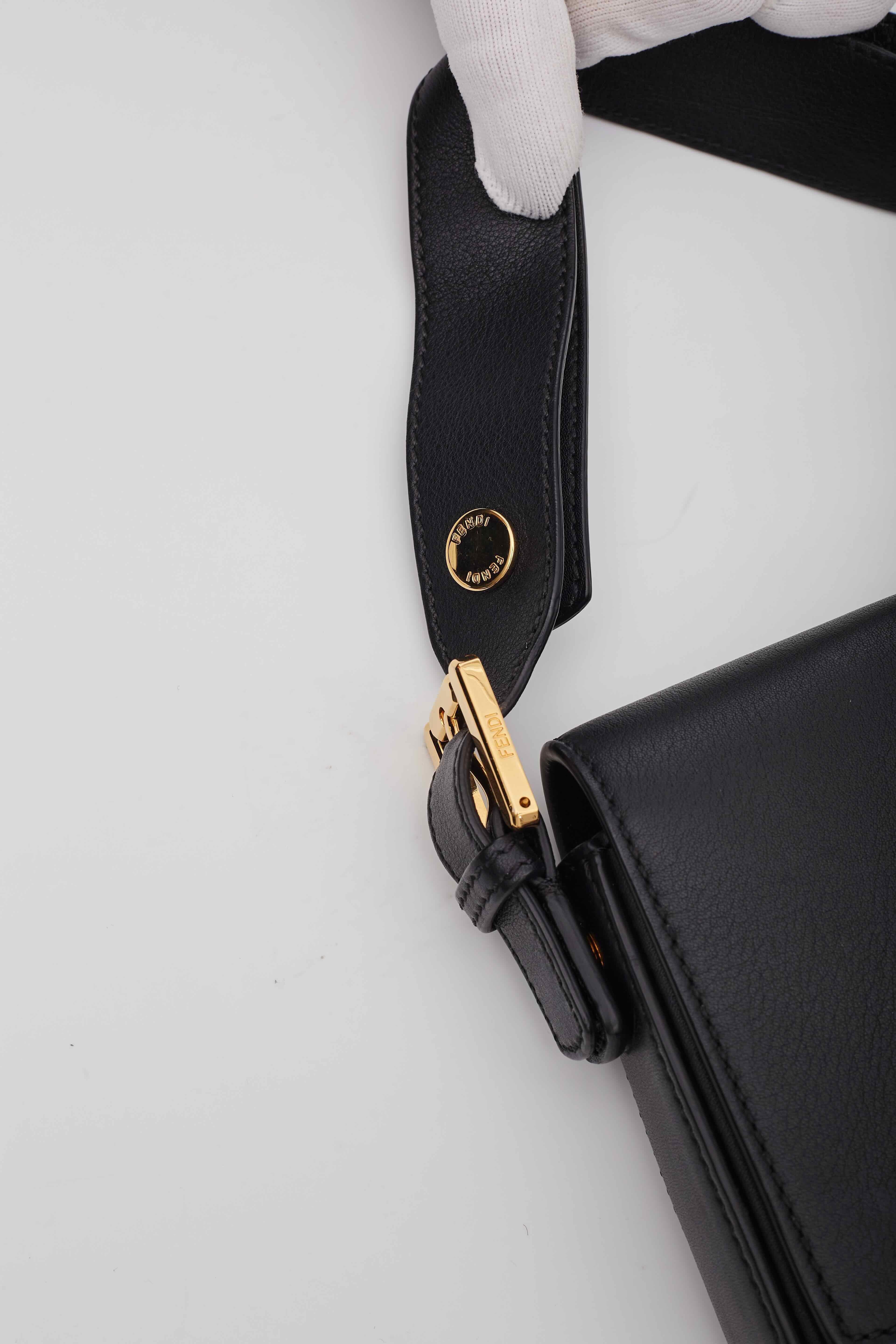 Fendi Vitello Dolce Bi-color 3baguette Shoulder Bag Black 3