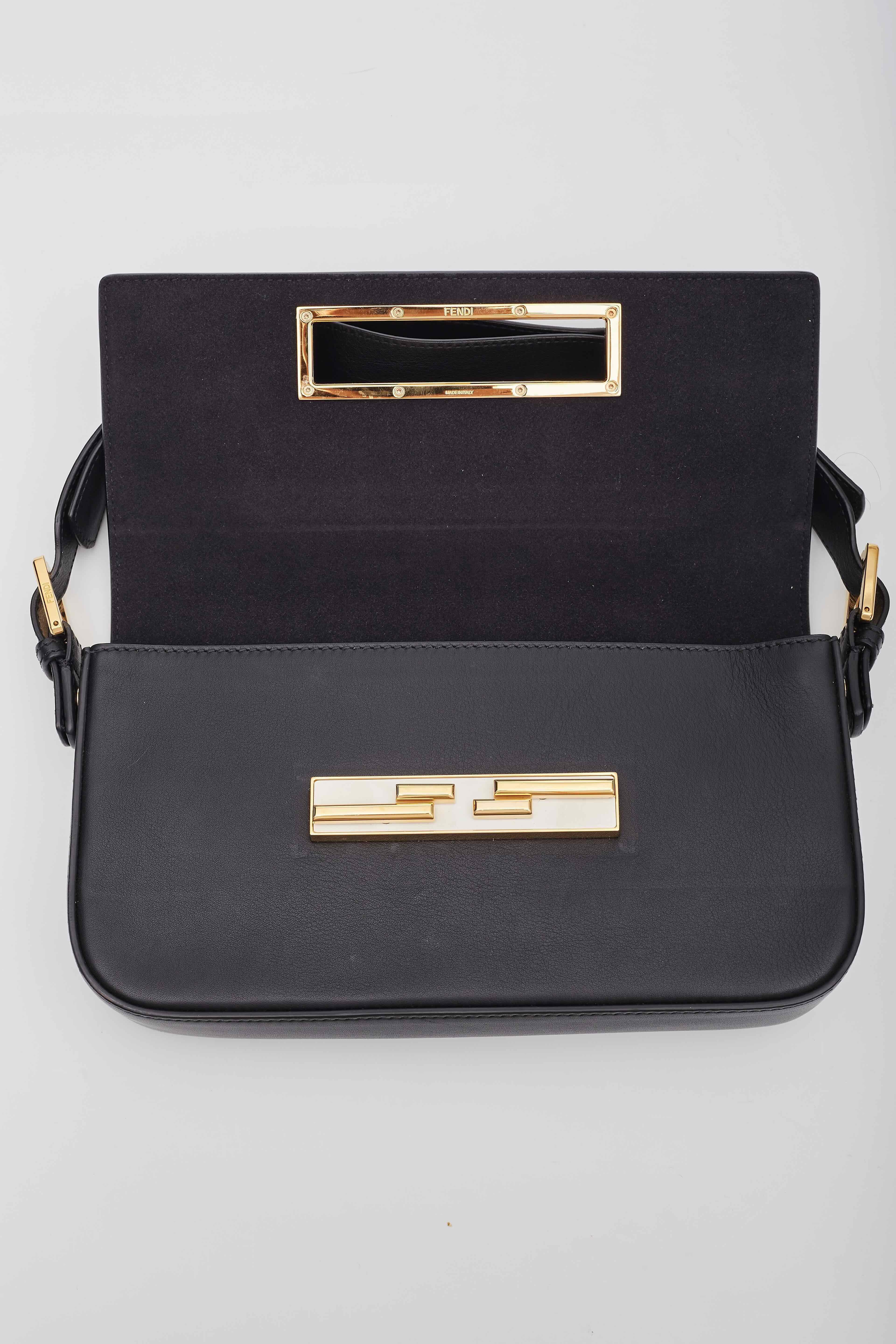Fendi Vitello Dolce Bi-color 3baguette Shoulder Bag Black 4